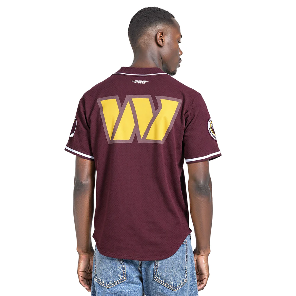 NFL WASHINGTON COMMANDERS CLASSIC MEN'S MESH BUTTON DOWN JERSEY (WINE) - Image 2
