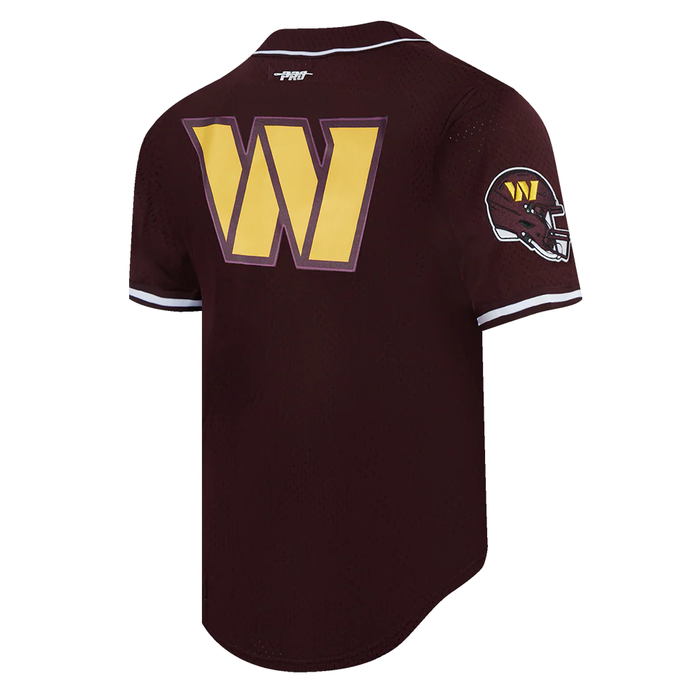 NFL WASHINGTON COMMANDERS SCRIPT TAIL MEN'S MESH BUTTON DOWN SHIRT (WINE) - Image 4