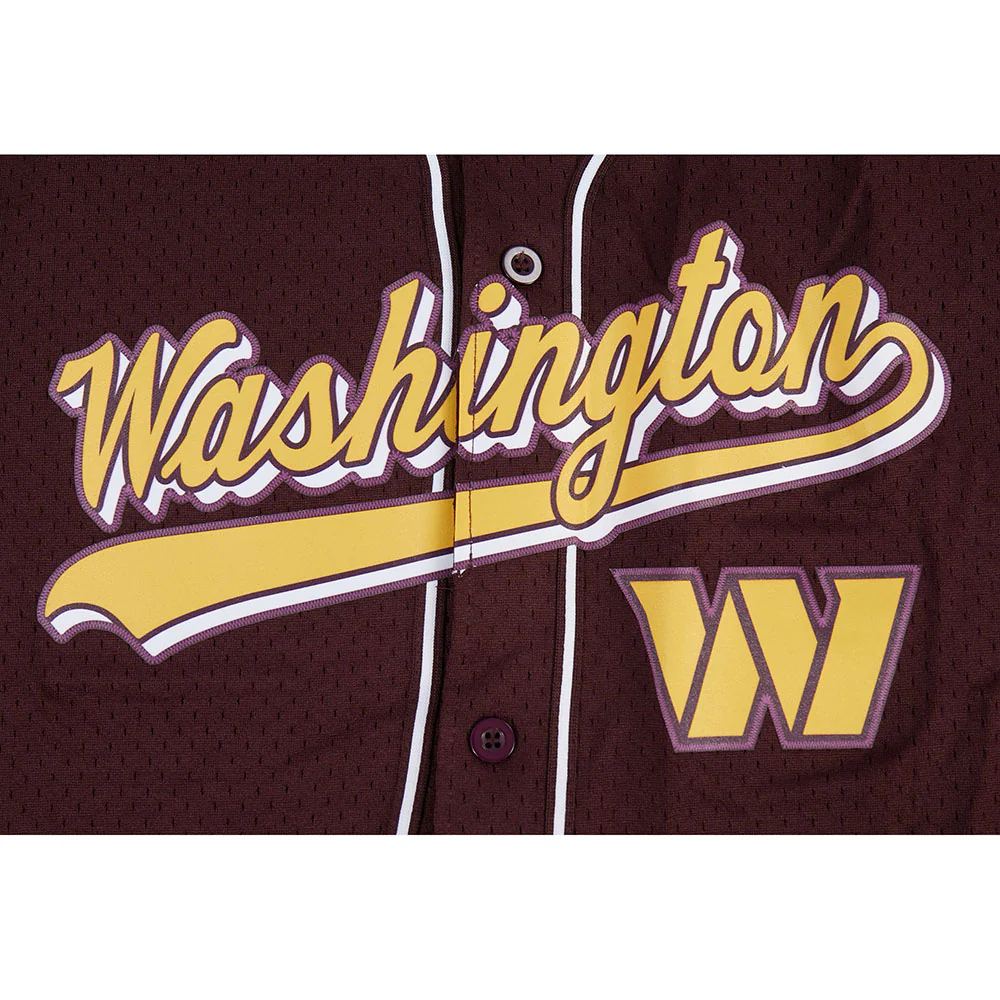 NFL WASHINGTON COMMANDERS SCRIPT TAIL MEN'S MESH BUTTON DOWN SHIRT (WINE) - Image 7