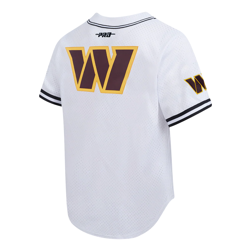 NFL WASHINGTON COMMANDERS JAYDEN DANIELS #5 CLASSIC MESH PNN MEN'S MESH BUTTON DOWN SHIRT (WHITE/BLACK/WHITE) - Image 4