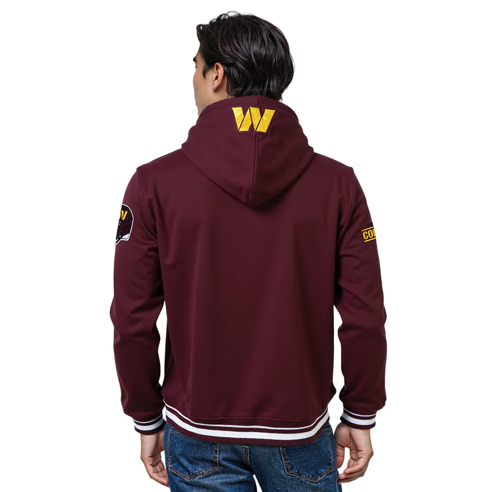 NFL WASHINGTON COMMANDERS SCRIPT TAIL MEN'S RIB FLC PO HOODIE (WINE) - Image 2