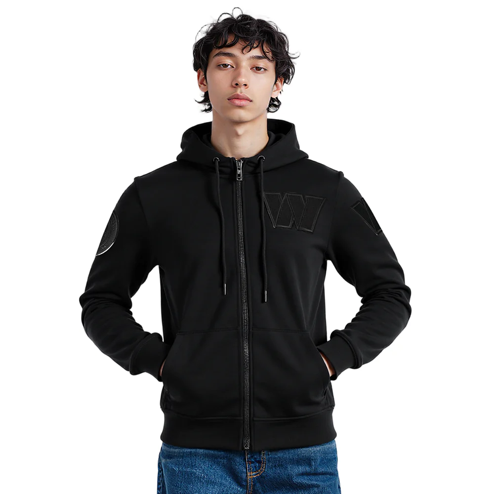 NFL WASHINGTON COMMANDERS TRIPLE BLACK MEN'S DK FZ HOODIE (TRIPLE BLACK)