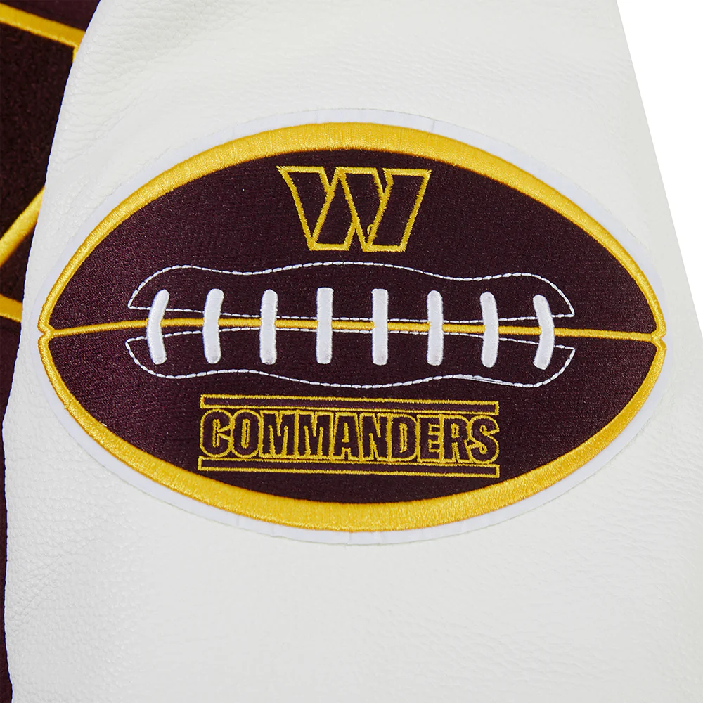 NFL WASHINGTON COMMANDERS OLD ENGLISH MEN'S RIB WOOL VARSITY JACKET (WINE/WHITE) - Image 8