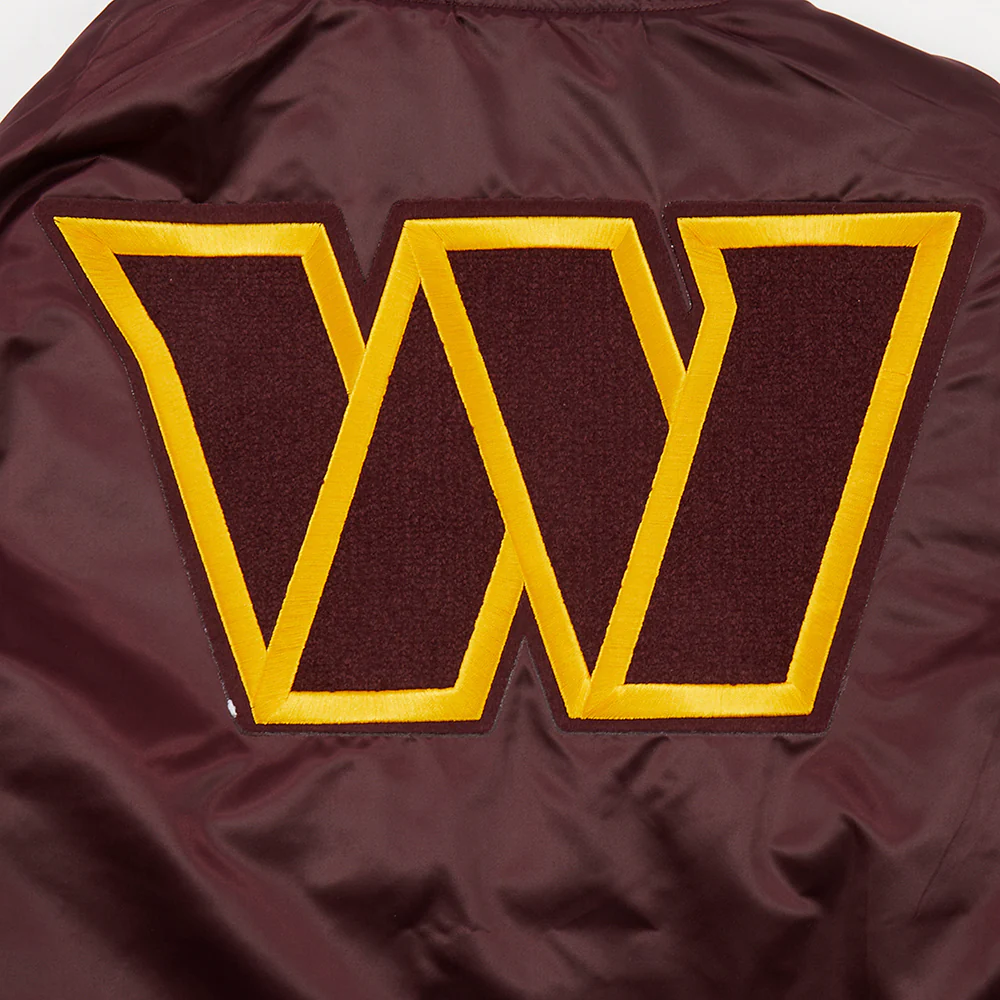 NFL WASHINGTON COMMANDERS MASHUP MEN'S RIB SATIN JACKET (WINE) - Image 9