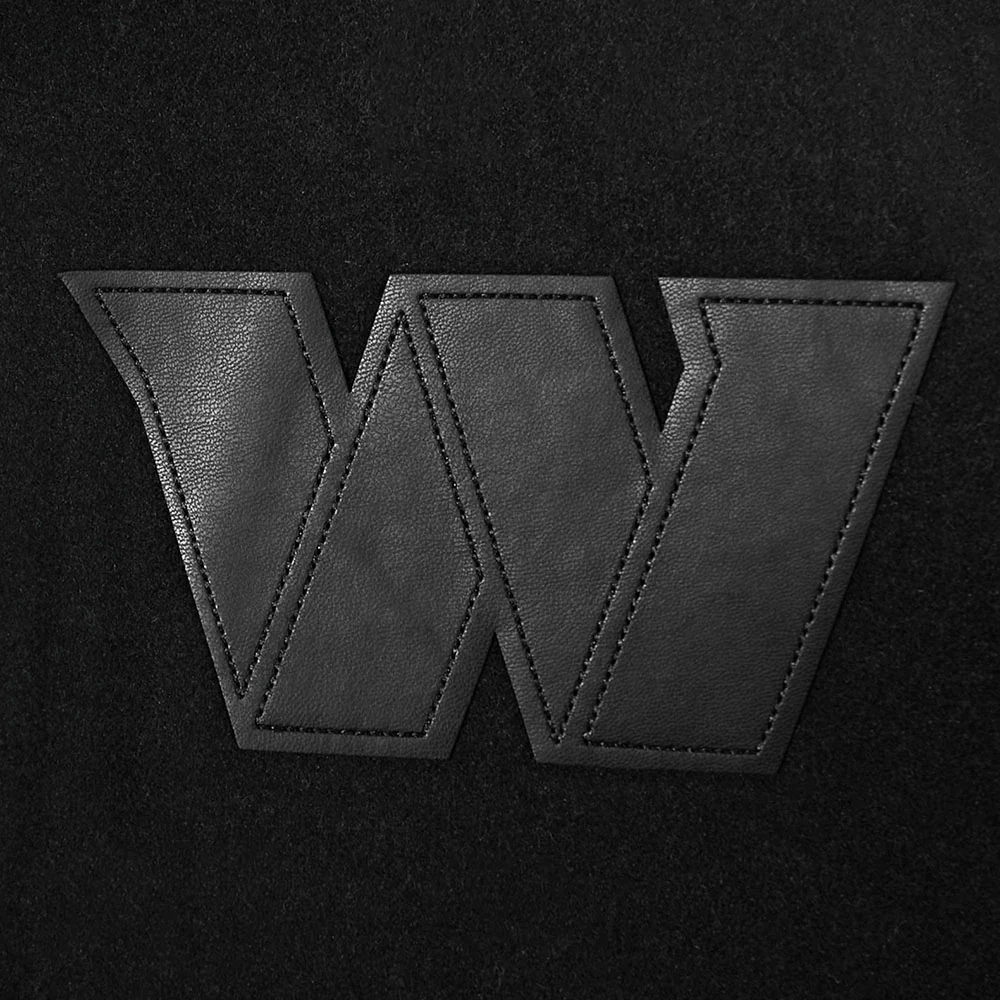 NFL WASHINGTON COMMANDERS WASHED VANGUARD MEN'S ALL WOOL VARSITY JACKET (BLACK) - Image 6