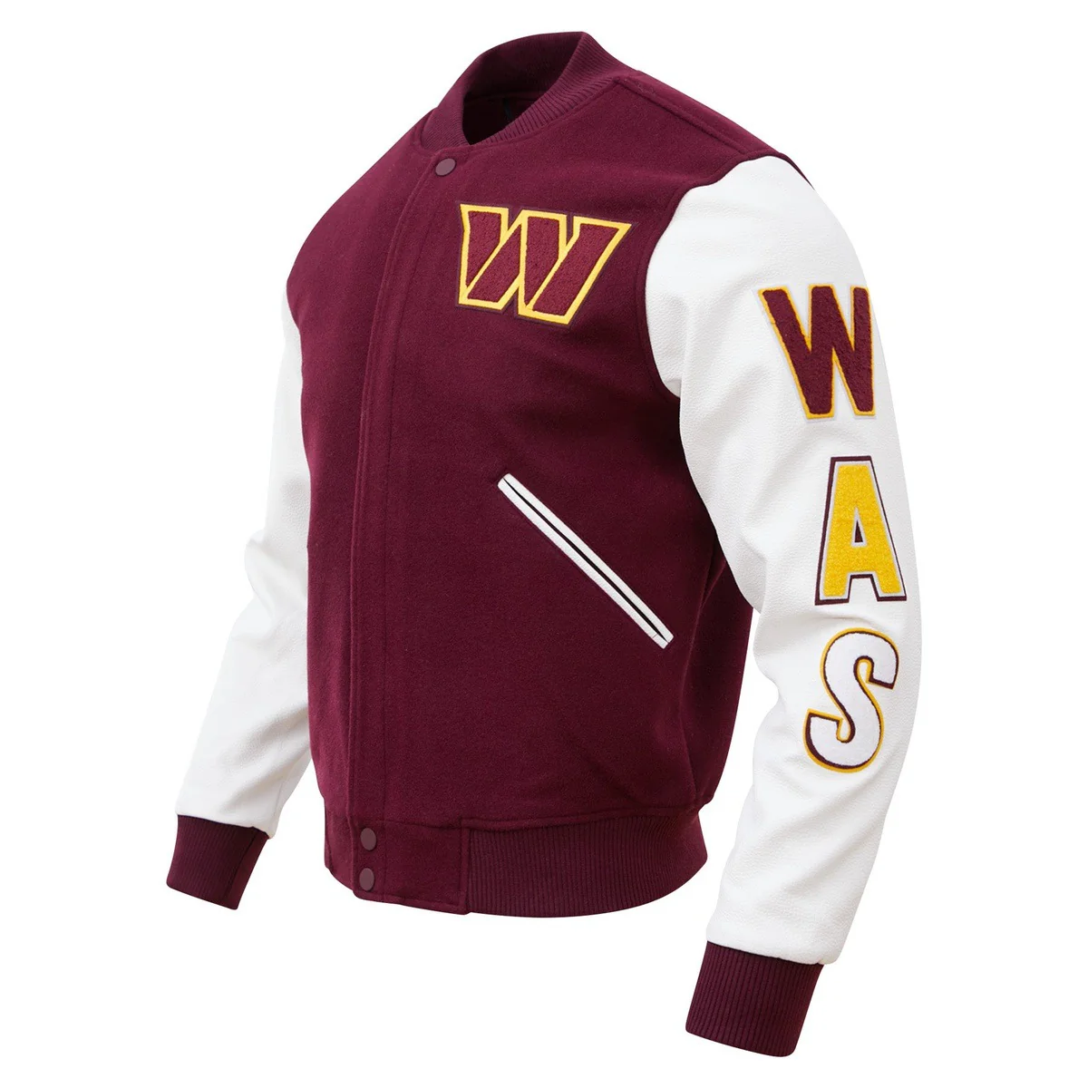 NFL WASHINGTON COMMANDERS CLASSIC WOOL MEN'S VARSITY JACKET (WINE/WHITE) - Image 2