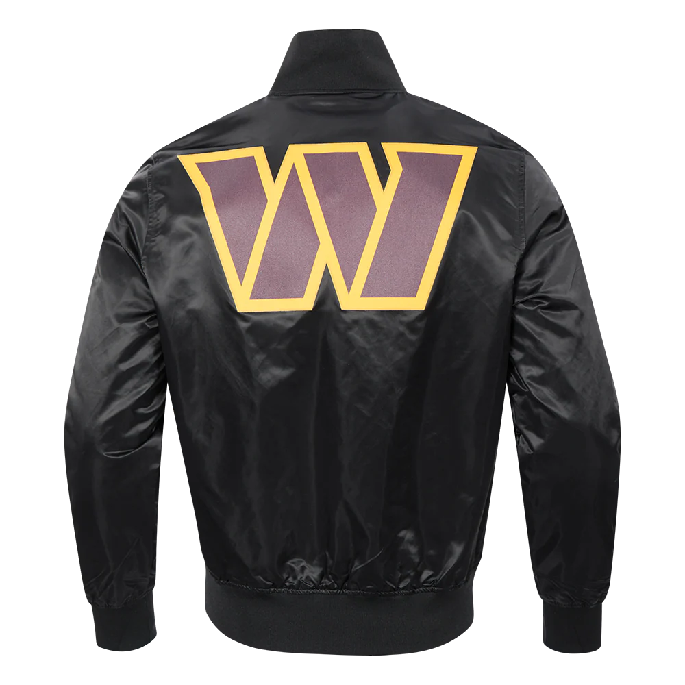 NFL WASHINGTON COMMANDERS BIG LOGO MEN'S SATIN JACKET (BLACK) - Image 3