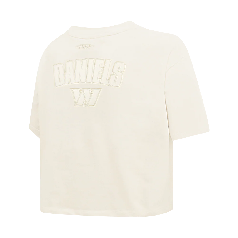 NFL WASHINGTON COMMANDERS JAYDEN DANIELS #5 NEUTRAL PNN WOMEN'S SJ BOXY TEE (EGGSHELL) - Image 4