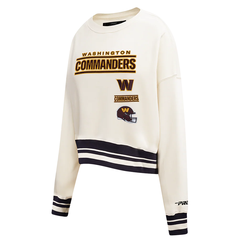 NFL WASHINGTON COMMANDERS RETRO CLASSIC WOMEN'S RIB CREWNECK (EGGSHELL/ BLACK) - Image 2