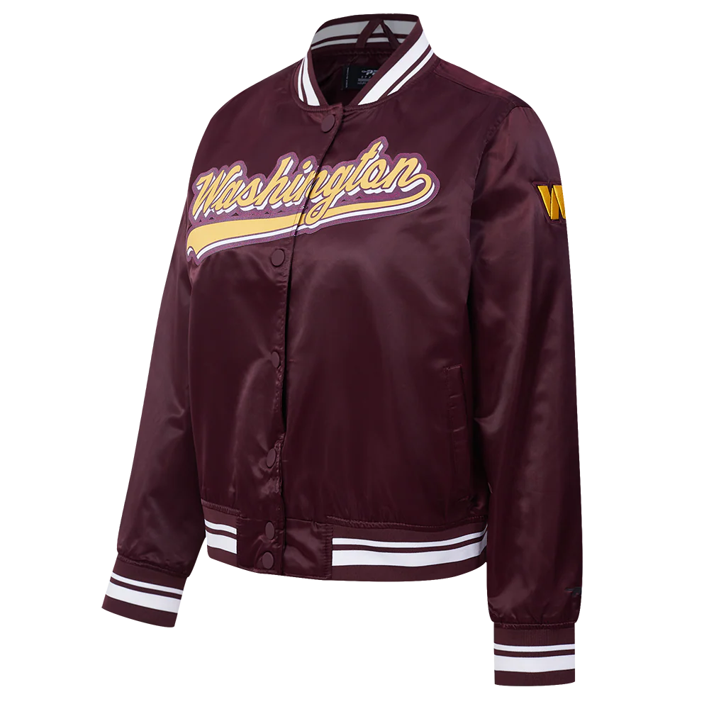 NFL WASHINGTON COMMANDERS SCRIPT TAIL WOMEN'S SATIN JACKET (WINE) - Image 2