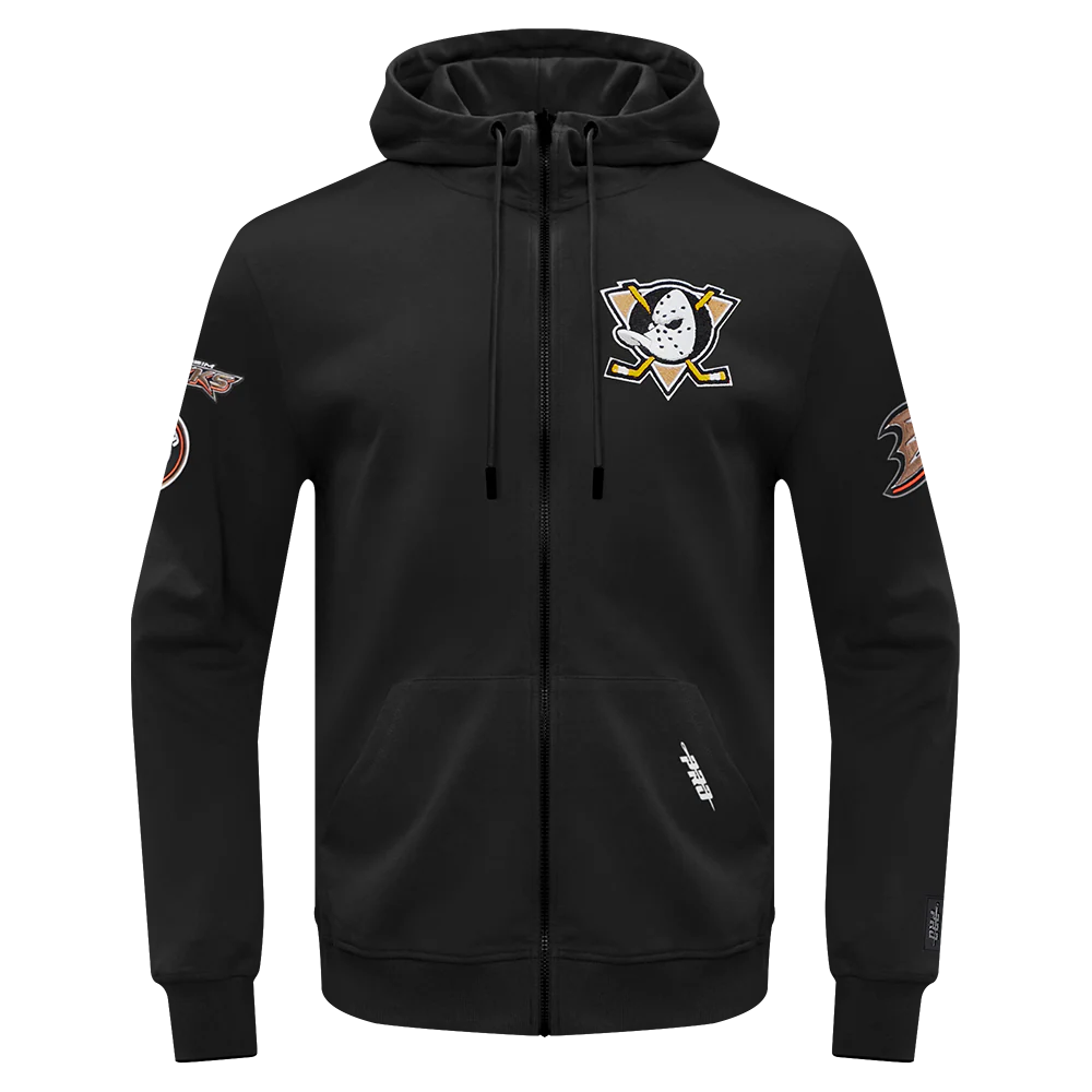 NHL ANAHEIM DUCKS CLASSIC MEN'S CHENILLE DK FZ PO HOODIE (BLACK)