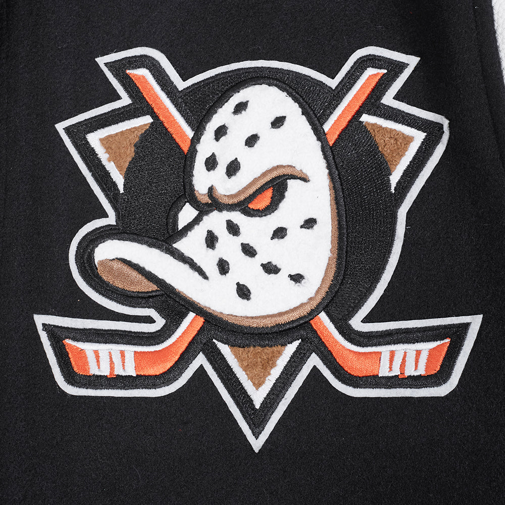 ANAHEIM DUCKS CLASSIC MEN'S WOOL VARSITY JACKET (BLACK/WHITE M60030) - Image 7