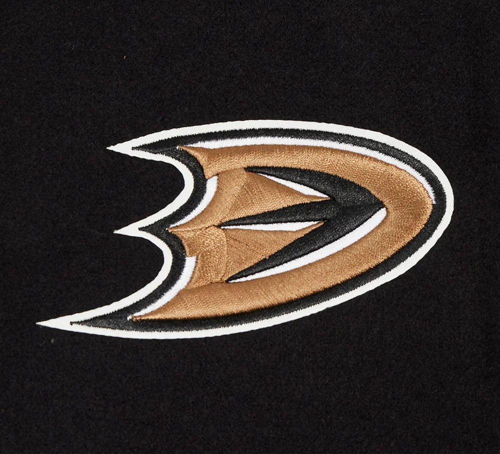 NHL ANAHEIM DUCKS CLASSIC WOMEN'S WOOL VARSITY JACKET (BLACK/WHITE) - Image 5
