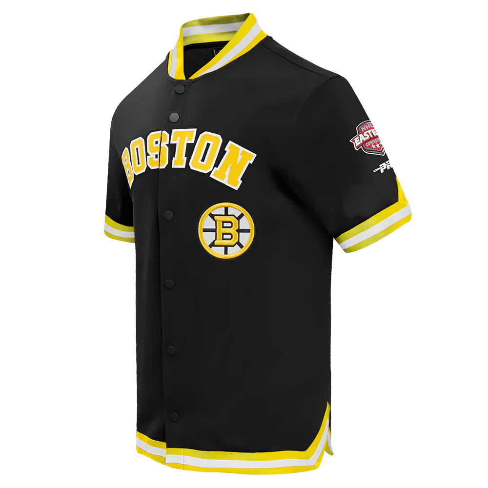 NHL BOSTON BRUINS CLASSIC CHENILLE MEN'S DK WARM UP JACKET (BLACK/YELLOW) - Image 3