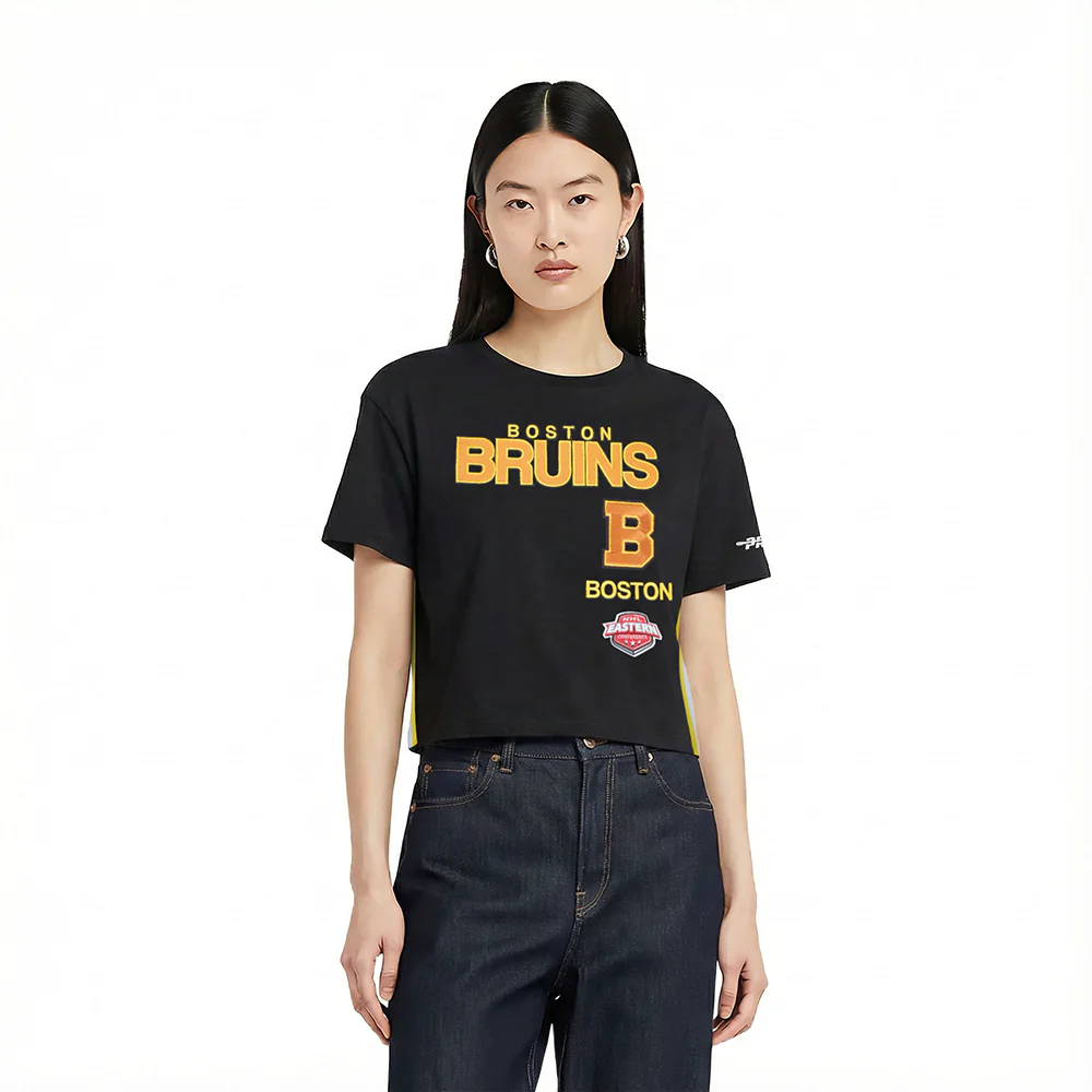 NHL BOSTON BRUINS RETRO CLASSIC WOMEN'S SJ BOXY TEE (BLACK)