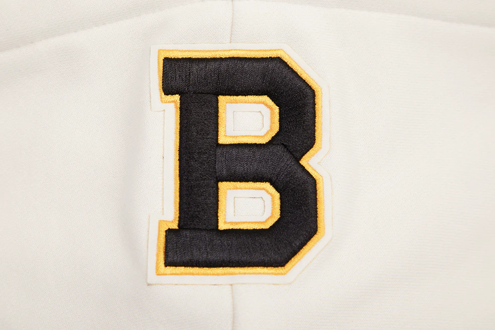 NHL BOSTON BRUINS RETRO CLASSIC WOMEN'S RIB CROPPED PULLOVER HOODIE (EGGSHELL/ BLACK) - Image 5