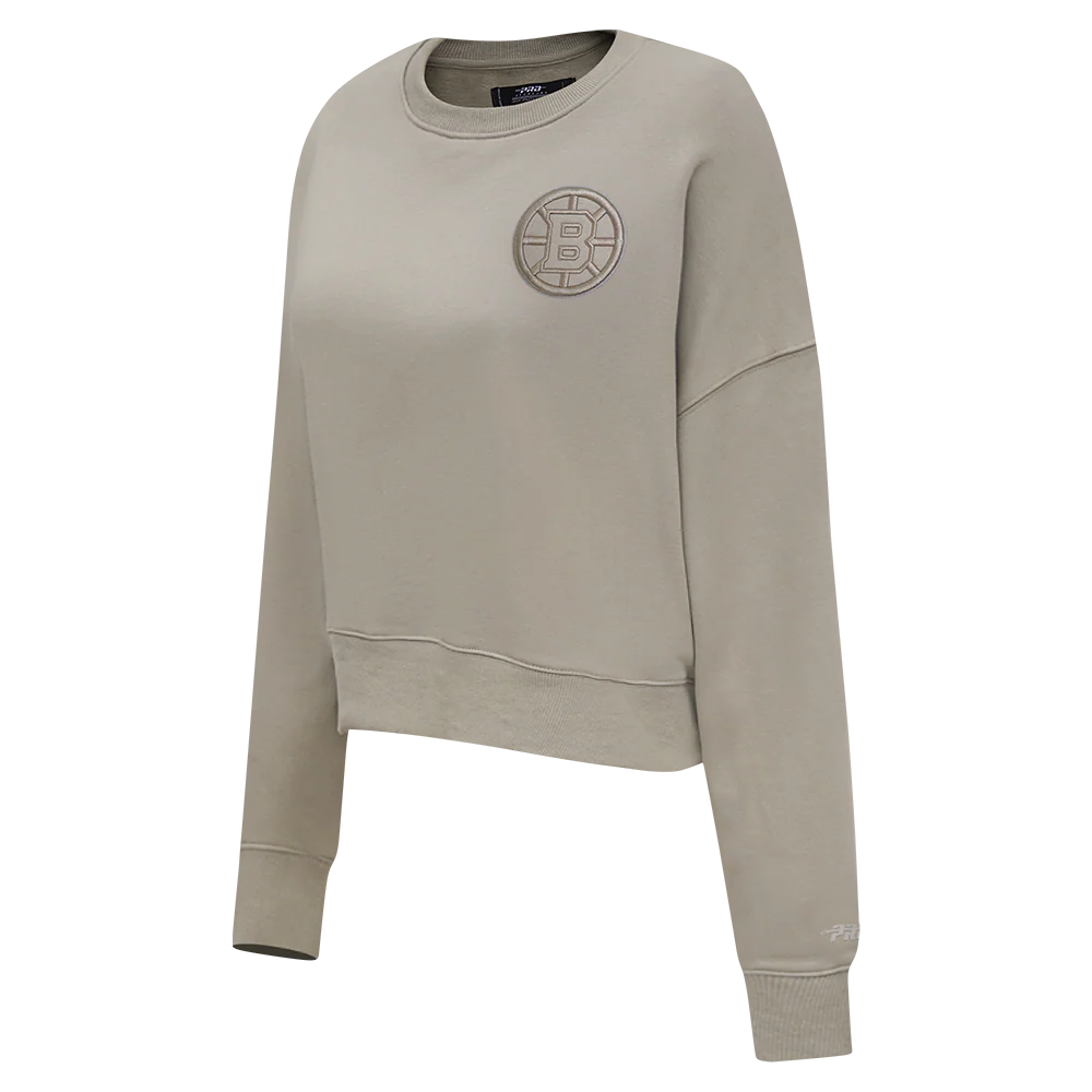 NHL BOSTON BRUINS NEUTRAL WOMEN'S FLC CREWNECK (TAUPE) - Image 3
