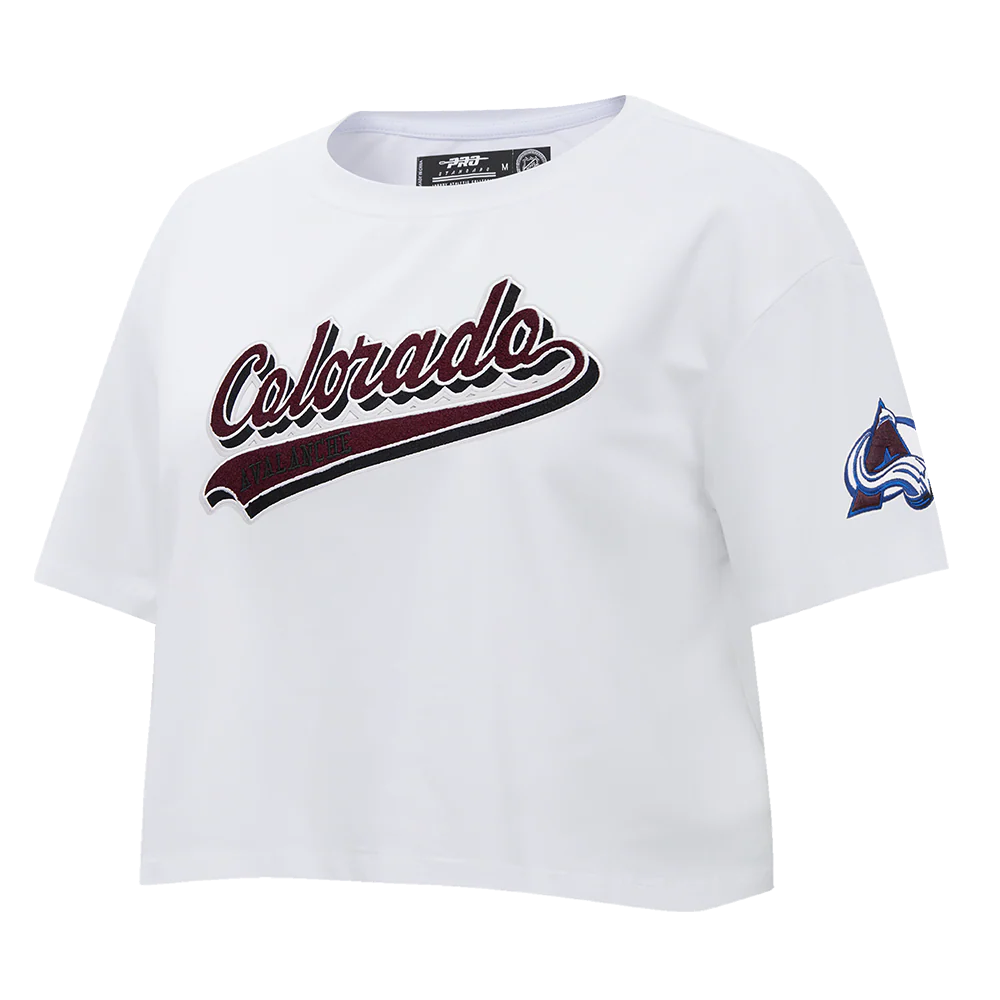 NHL COLORADO AVALANCHE SCRIPT TAIL WOMEN'S SJ BOXY TEE (WHITE) - Image 2