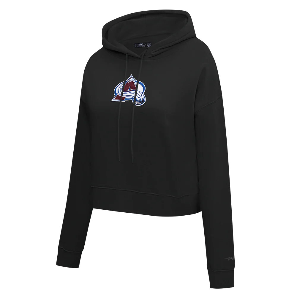NHL COLORADO AVALANCHE CLASSIC WOMEN'S FLC CROPPED PO HOODIE (BLACK) - Image 2