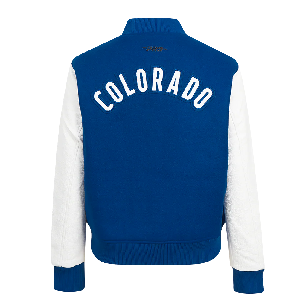 NHL COLORADO AVALANCHE CLASSIC WOMEN'S WOOL VARSITY JACKCET (DODGER BLUE/WHITE) - Image 3