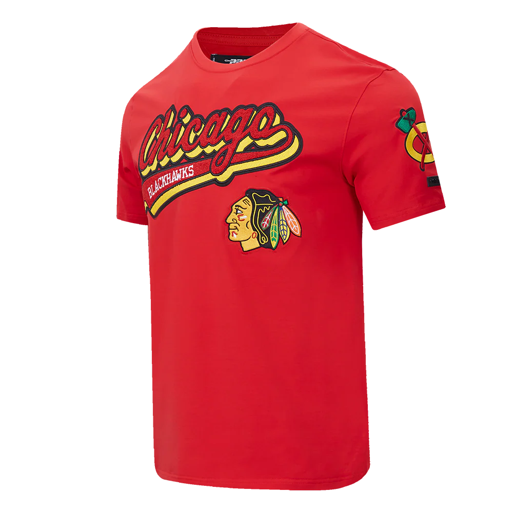 NHL CHICAGO BLACKHAWKS SCRIPT TAIL MEN'S   TEE (RED) - Image 2