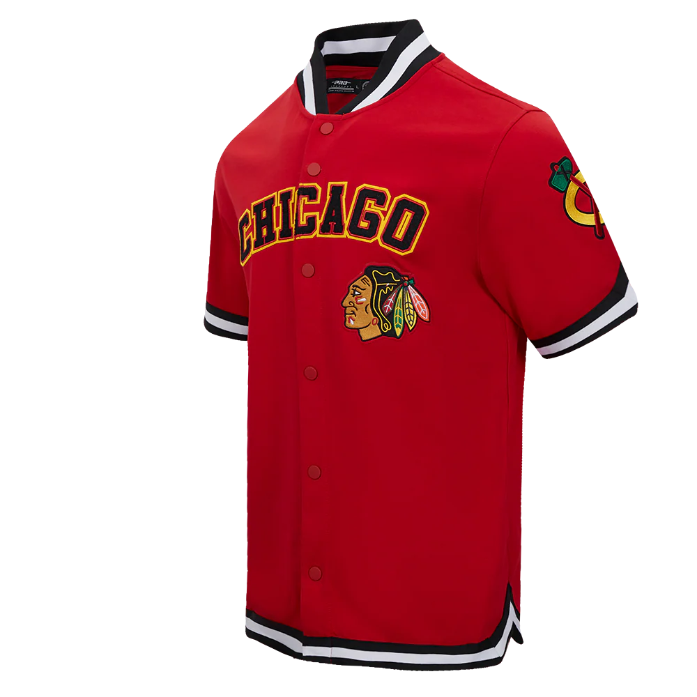 NHL CHICAGO BLACKHAWKS CLASSIC MEN'S WARM UP JACKET (RED/BLACK) - Image 2