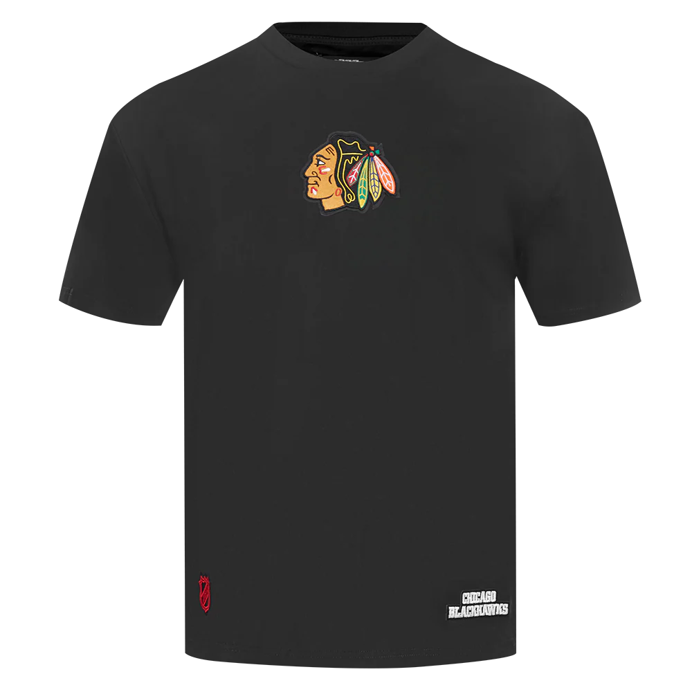 NHL CHICAGO BLACKHAWKS WINGSPAN MEN'S CJ DROP SHOULDER TEE (BLACK) - Image 4