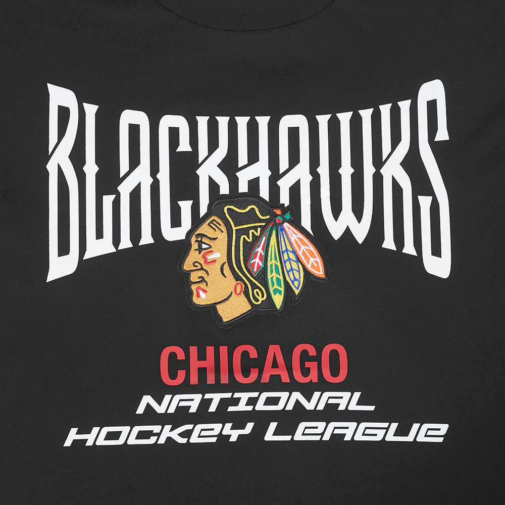 NHL CHICAGO BLACKHAWKS CITY TOUR 2.0 MEN'S CJ DROP SHOULDER TEE (BLACK) - Image 5