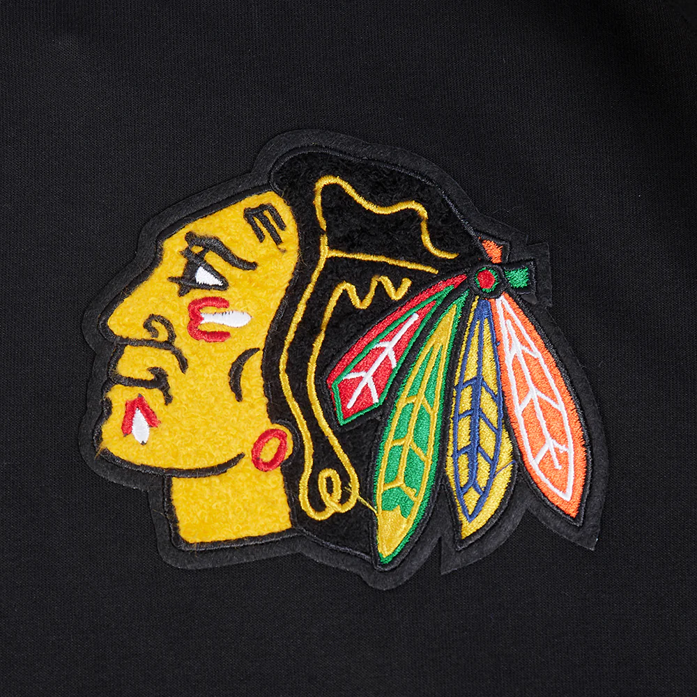 NHL CHICAGO BLACKHAWKS CLASSIC CHENILLE MEN'S PO HOODIE (BLACK) - Image 5