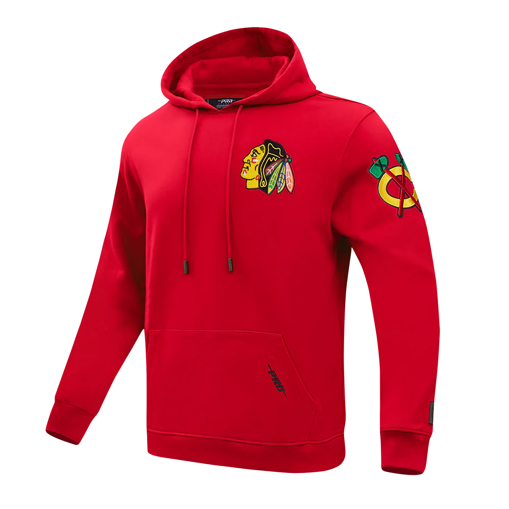 NHL CHICAGO BLACKHAWKS CLASSIC CHENILLE MEN'S DK PO HOODIE (RED) - Image 2