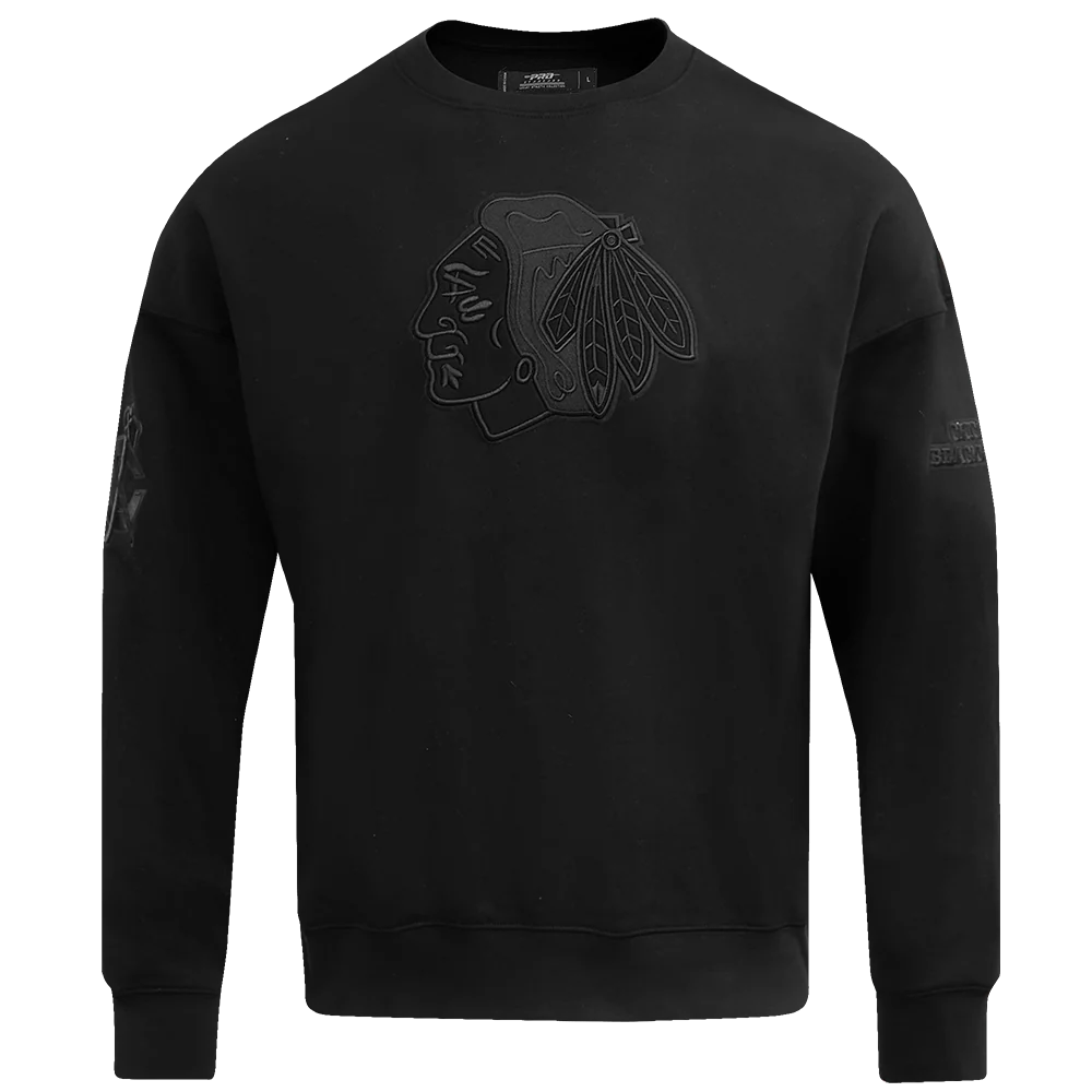 NHL CHICAGO BLACKHAWKS NEUTRAL DROP SHOULDER FLEECE CREWNECK (BLACK) - Image 8