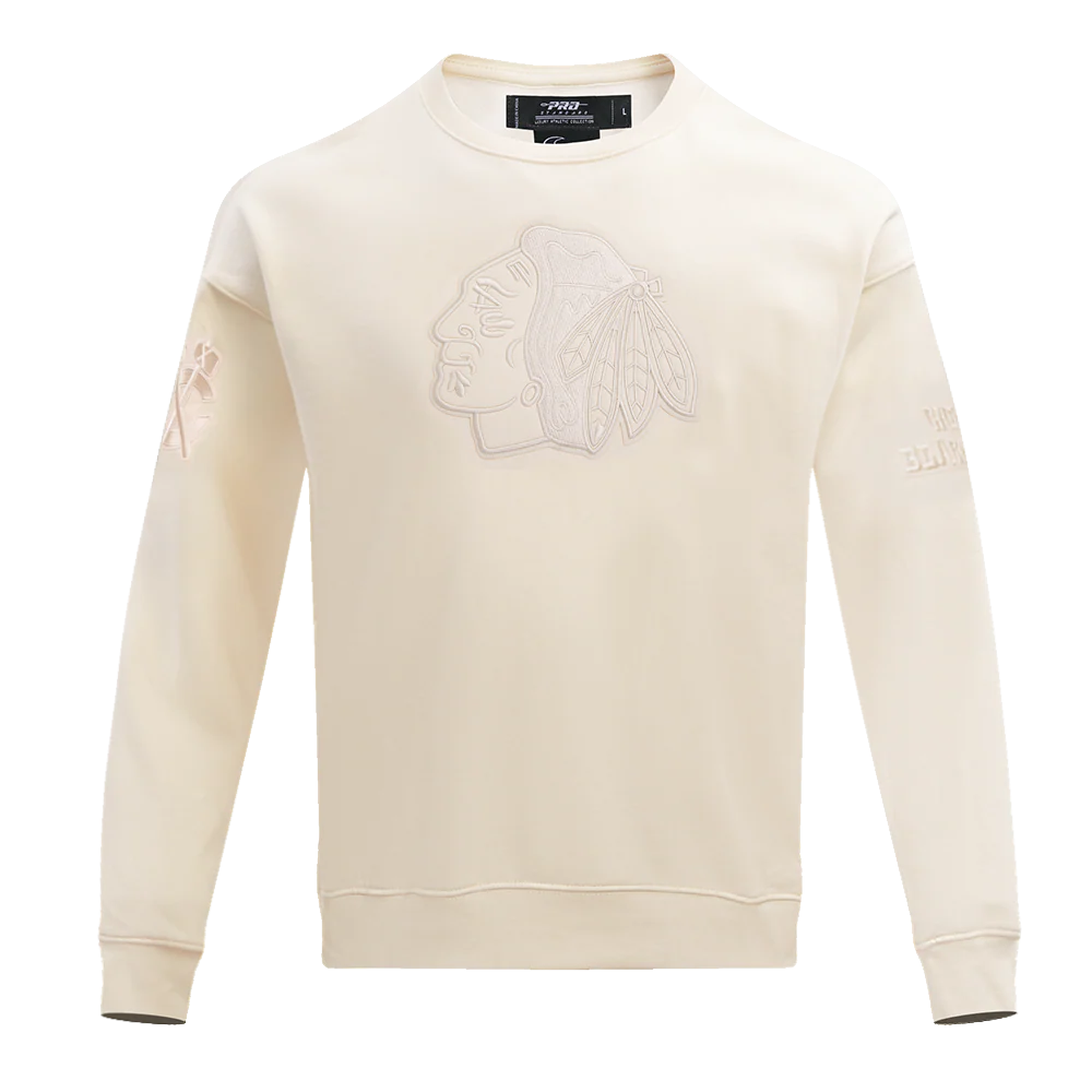 NHL CHICAGO BLACKHAWKS NEUTRAL DROP SHOULDER FLEECE CREWNECK (EGGSHELL) - Image 3
