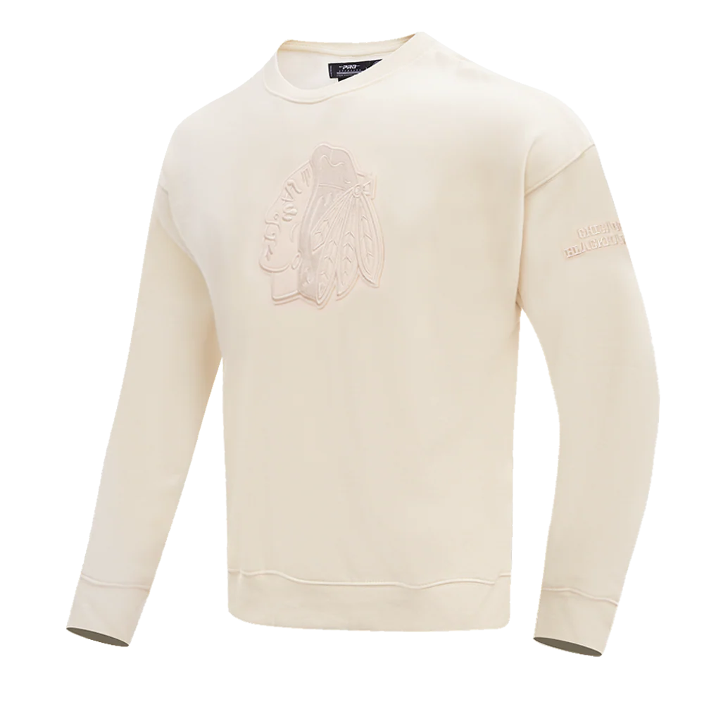 NHL CHICAGO BLACKHAWKS NEUTRAL DROP SHOULDER FLEECE CREWNECK (EGGSHELL) - Image 5
