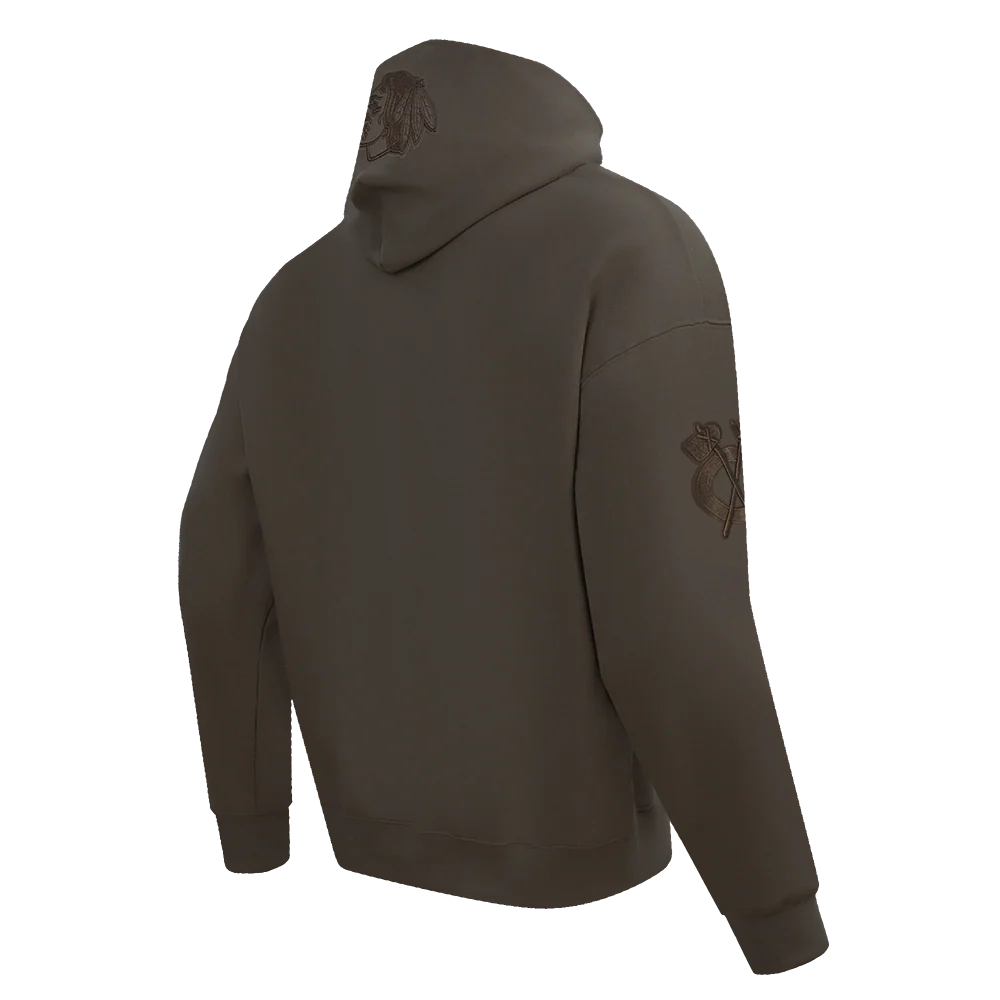 NHL CHICAGO BLACKHAWKS NEUTRAL MEN'S DROP SHOULDER PULLOVER HOODIE (DARK TAUPE) - Image 4