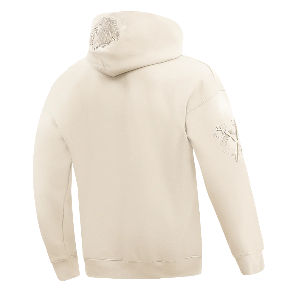 NHL CHICAGO BLACKHAWKS NEUTRAL DROP SHOULDER FLEECE PULLOVER HOODIE (EGGSHELL) - Image 3