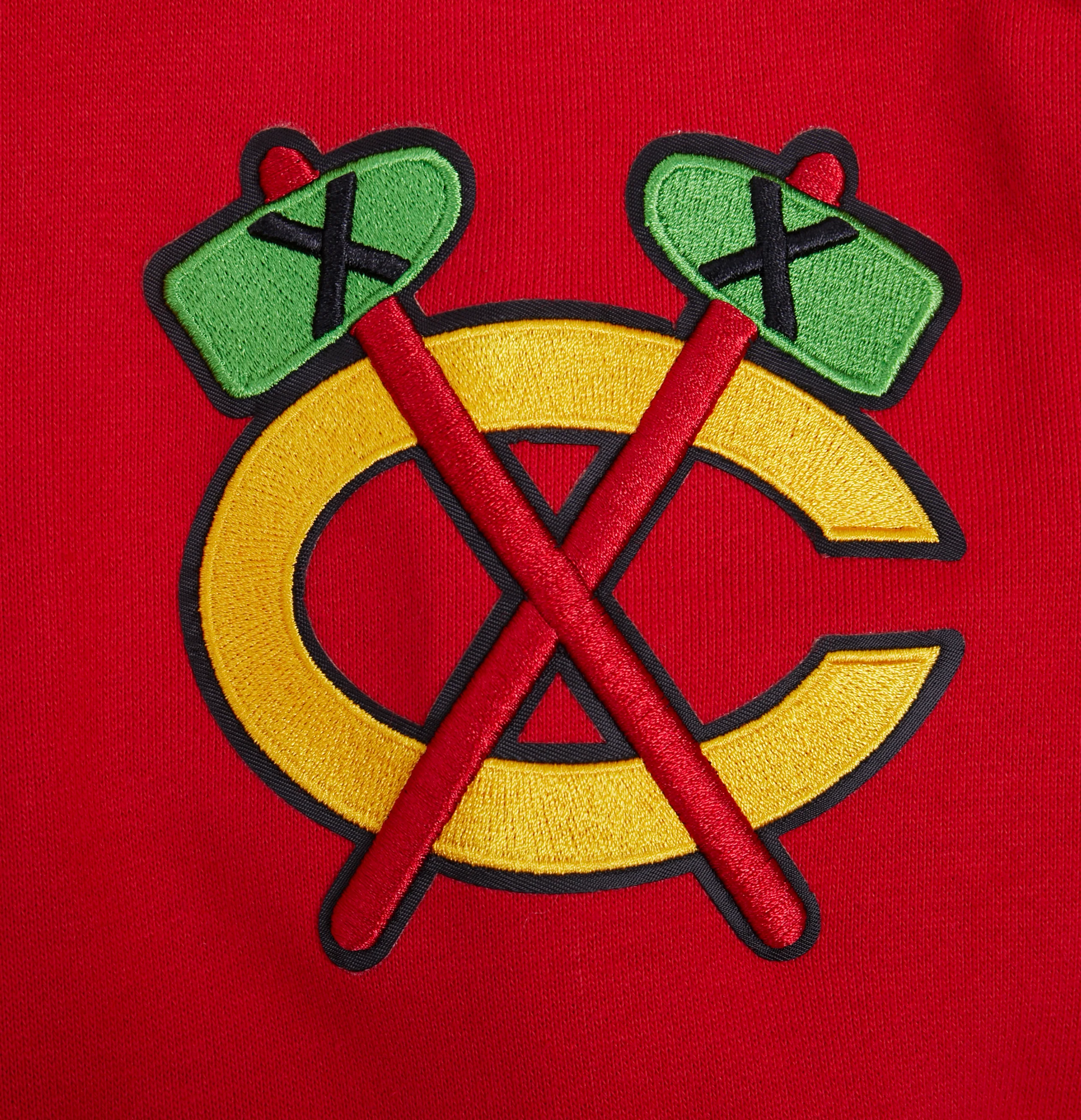 NHL CHICAGO BLACKHAWKS SCRIPT TAIL MEN'S RIB FLEECE PULLOVER HOODIE (RED/BLACK) - Image 7