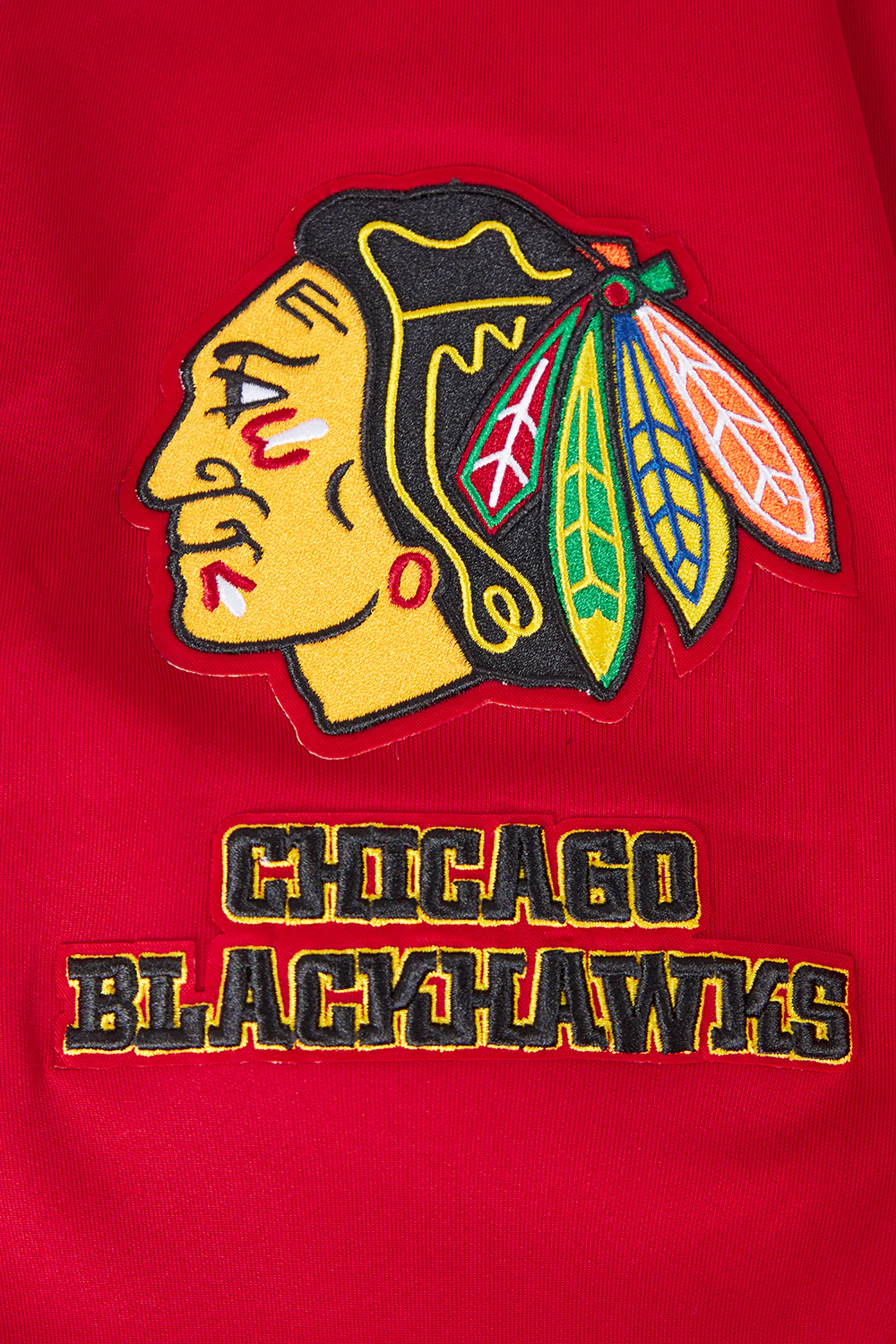 NHL CHICAGO BLACKHAWKS CLASSIC CHENILLE MEN'S DOUBLE KNIT TRACK JACKET (RED/BLACK) - Image 6
