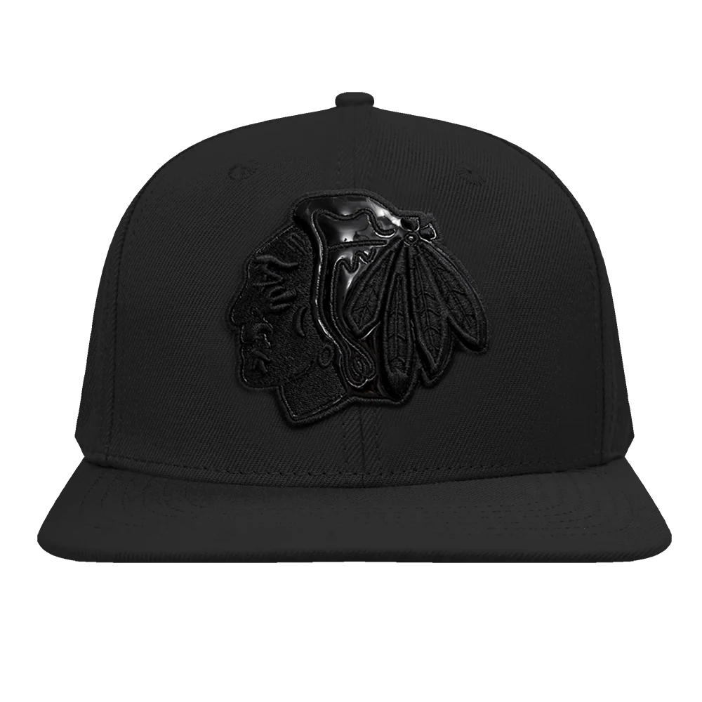 NHL CHICAGO BLACKHAWKS CLASSIC 3BK WOOL UNISEX SNAPBACK HAT (TRIPLE BLACK)