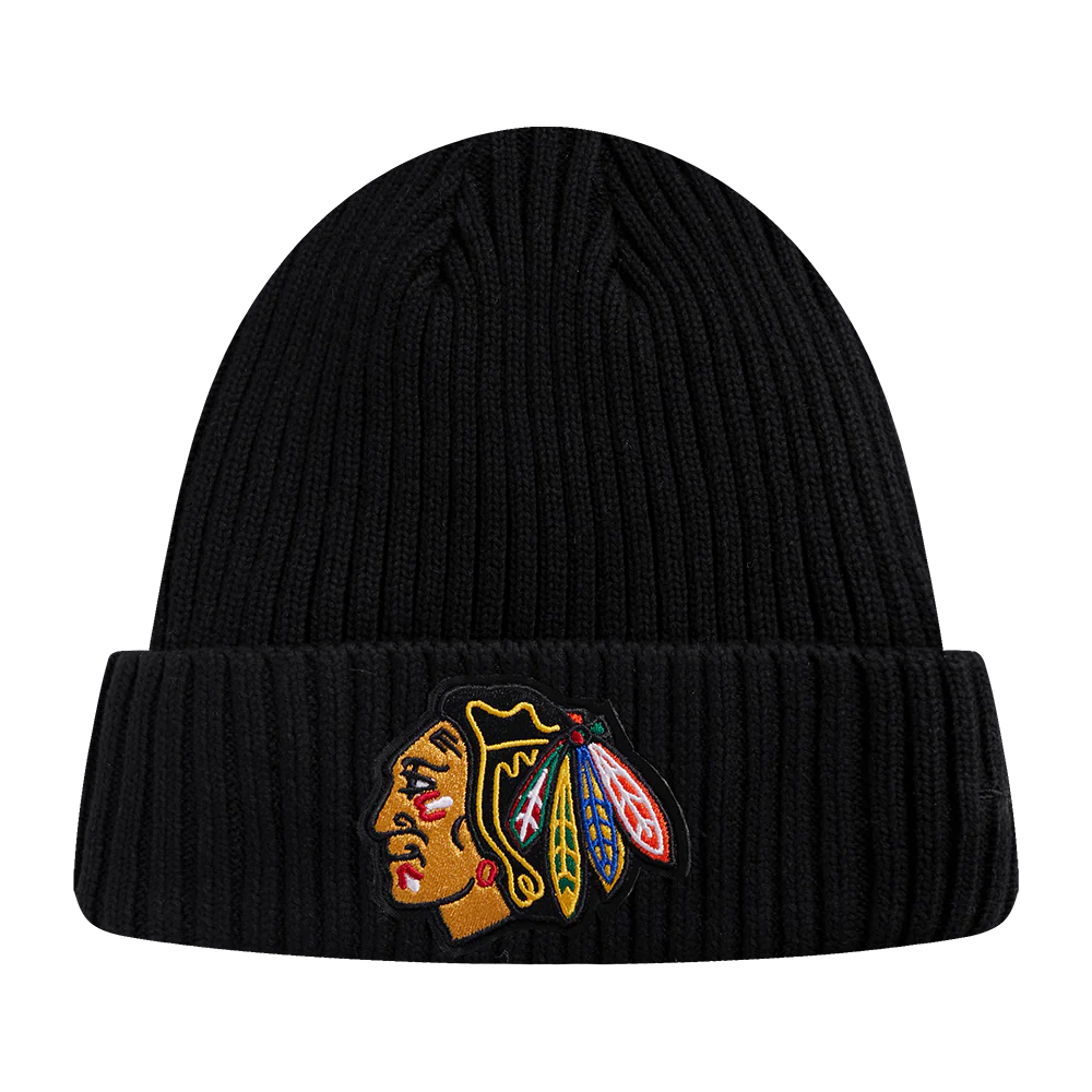 NHL CHICAGO BLACKHAWKS KNIT BOX SET BEANIE (BLACK)