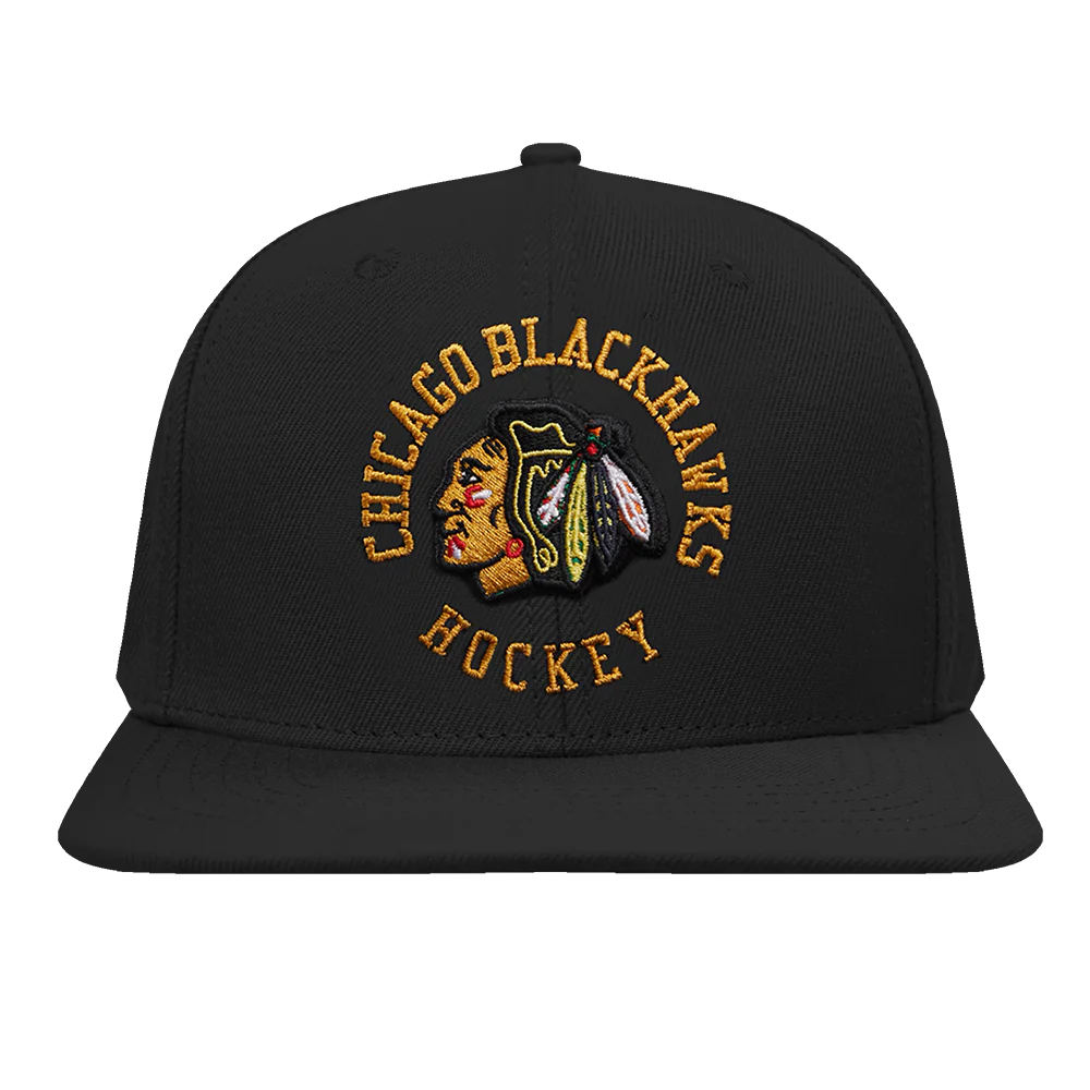 NHL CHICAGO BLACKHAWKS HYBRID SNAPBACK HAT (BLACK)