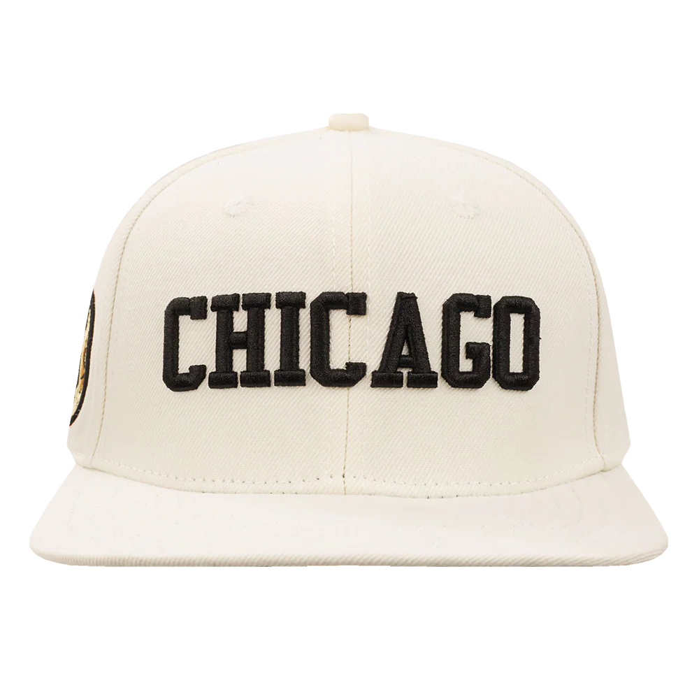 NHL CHICAGO BLACKHAWKS RETRO CLASSIC UNISEX WORDMARK LOGO WOOL SNAPBACK (EGGSHELL)