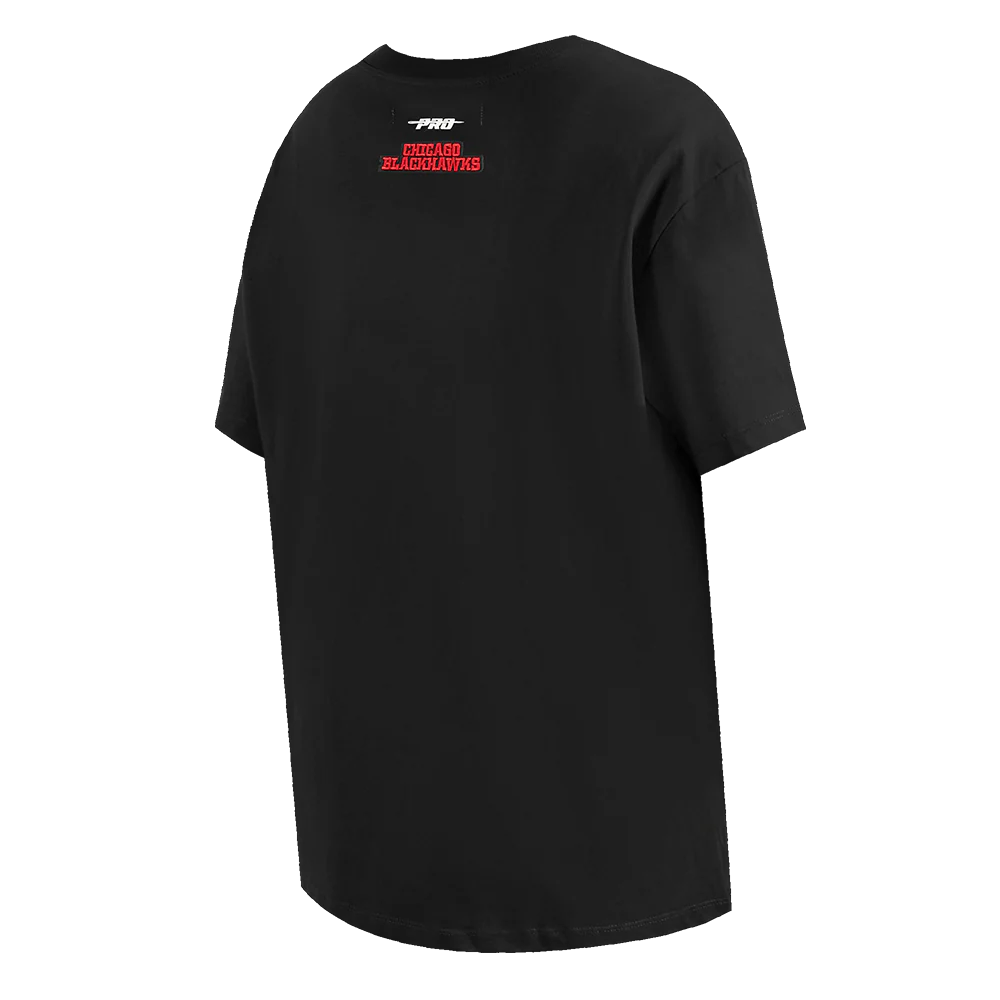 NHL CHICAGO BLACKHAWKS SCRIPT TAIL WOMEN'S BOYFRIEND TEE (BLACK) - Image 4