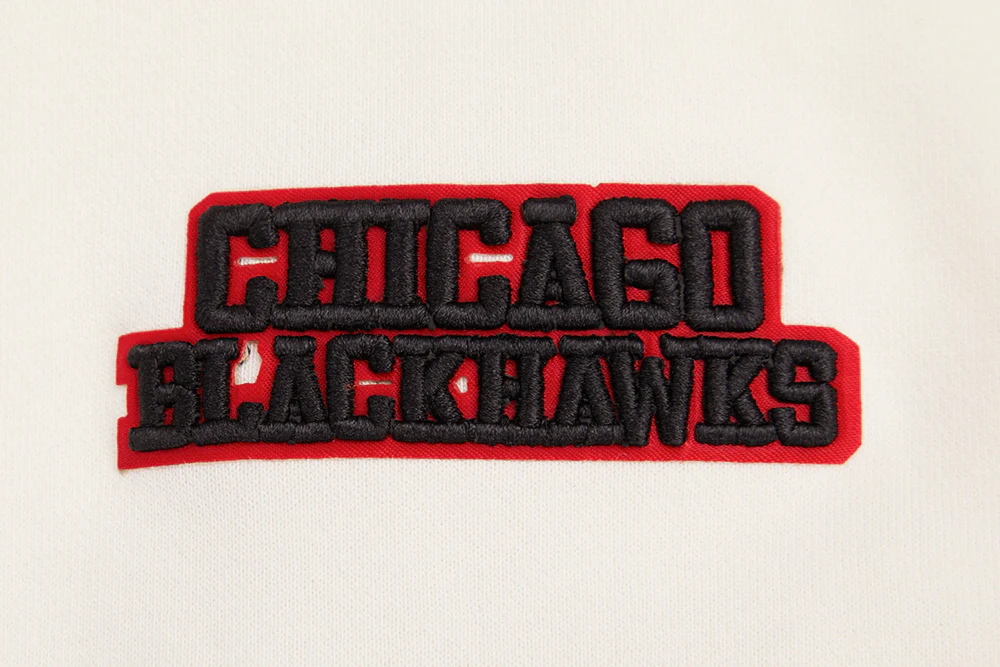 NHL CHICAGO BLACKHAWKS RETRO CLASSIC WOMEN'S RIB CROPPED PULLOVER HOODIE (EGGSHELL/ BLACK) - Image 7