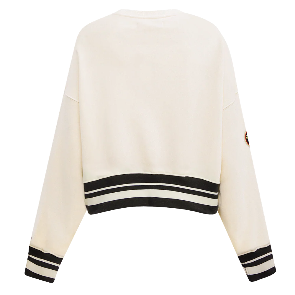 NHL CHICAGO BLACKHAWKS RETRO CLASSIC WOMEN'S RIB CREWNECK (EGGSHELL/ BLACK) - Image 6