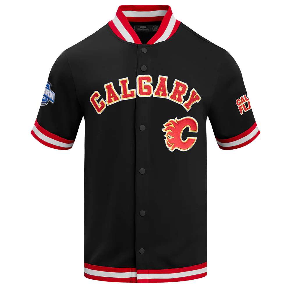 NHL CALGARY FLAMES CLASSIC MEN'S WARM UP JACKET (BLACK/RED)