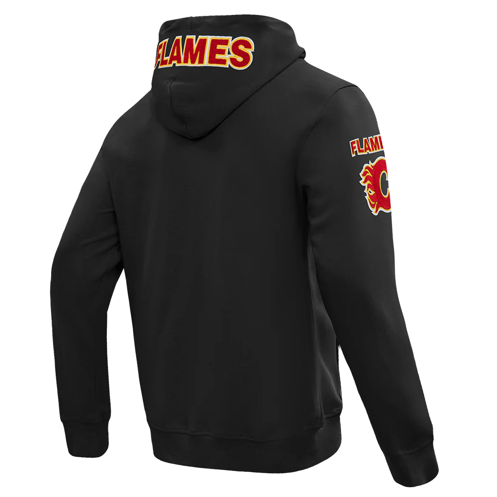 NHL CALGARY FLAMES CLASSIC CHENILLE MEN'S DK FZ PO HOODIE (BLACK) - Image 4