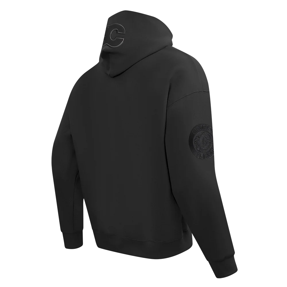 NHL CALGARY FLAMES NEUTRAL MEN'S DROP SHOULDER FLC PO HOODIE (BLACK) - Image 4