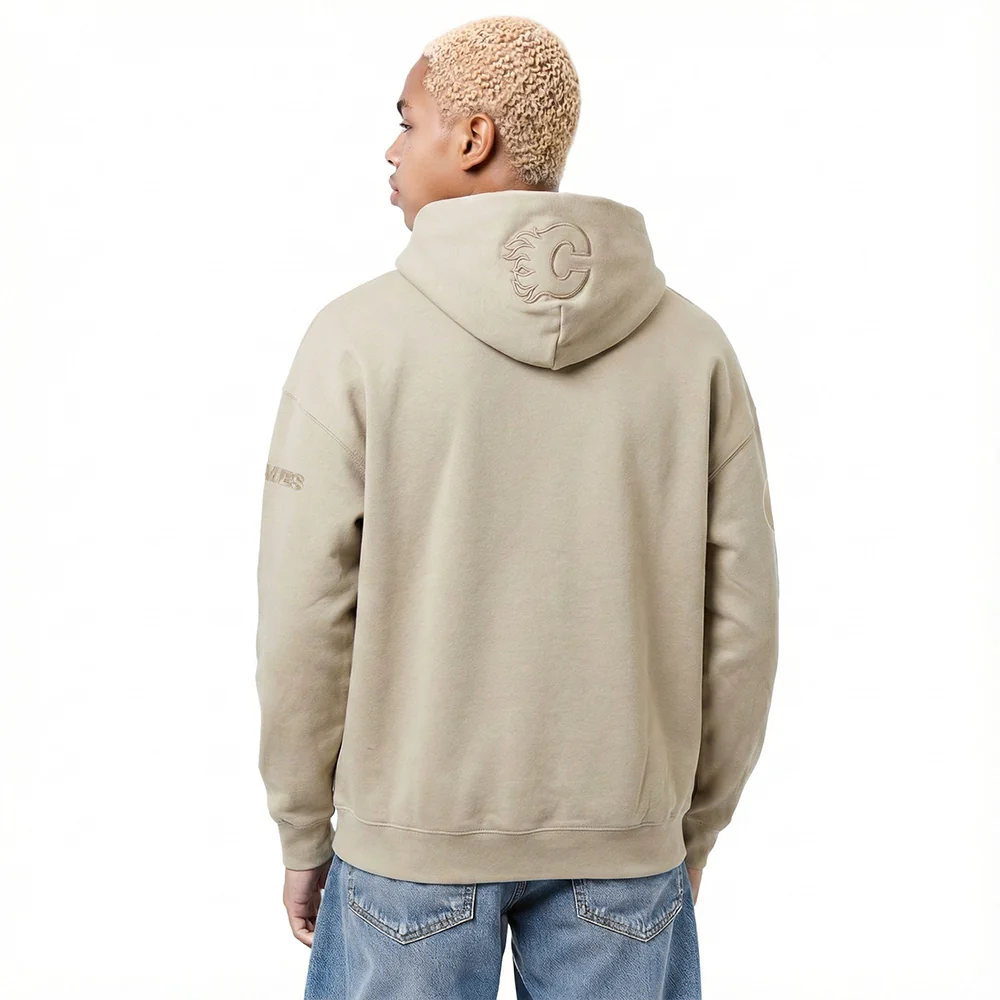 NHL CALGARY FLAMES NEUTRAL MEN'S DROP SHOULDER FLC PO HOODIE (TAUPE) - Image 2