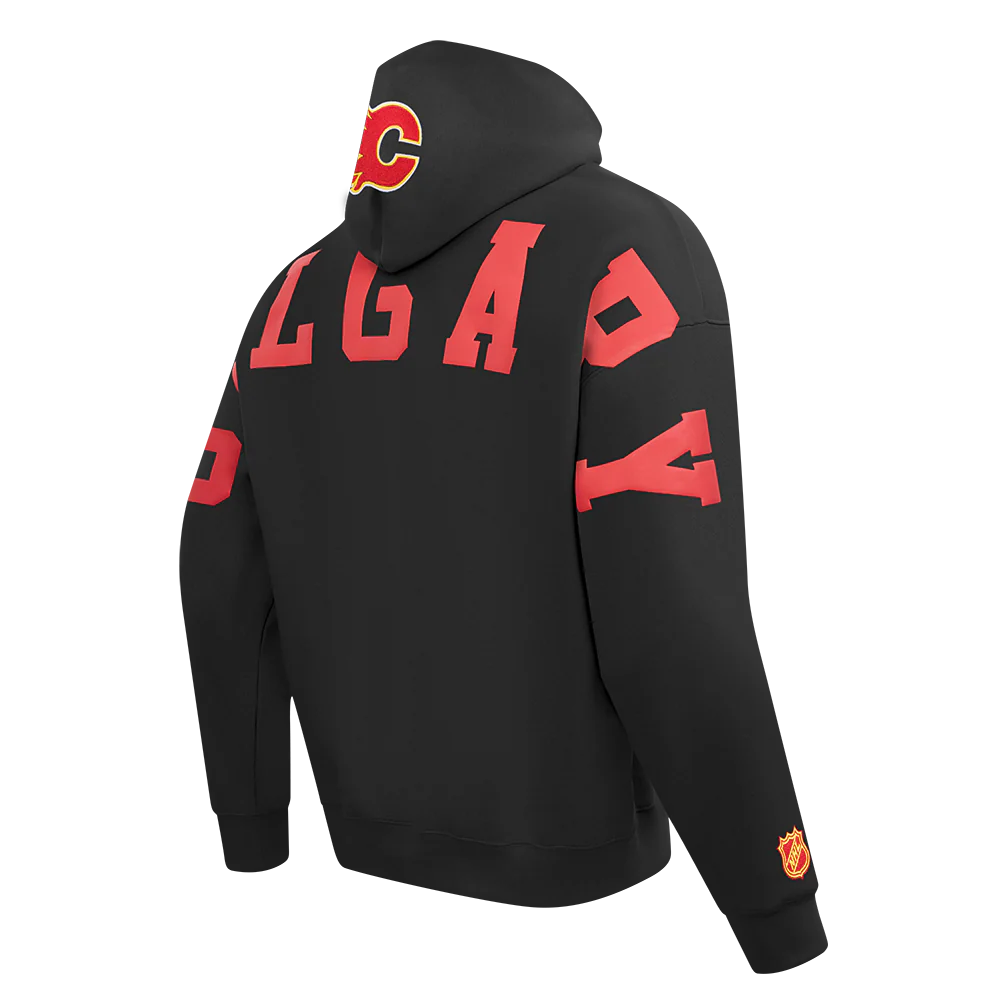 NHL CALGARY FLAMES WINGSPAN MEN'S DROP SHOULDER FLC PO HOODIE (BLACK) - Image 2