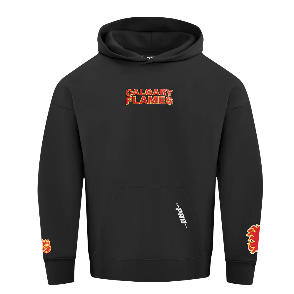 NHL CALGARY FLAMES WINGSPAN MEN'S DROP SHOULDER FLC PO HOODIE (BLACK) - Image 3